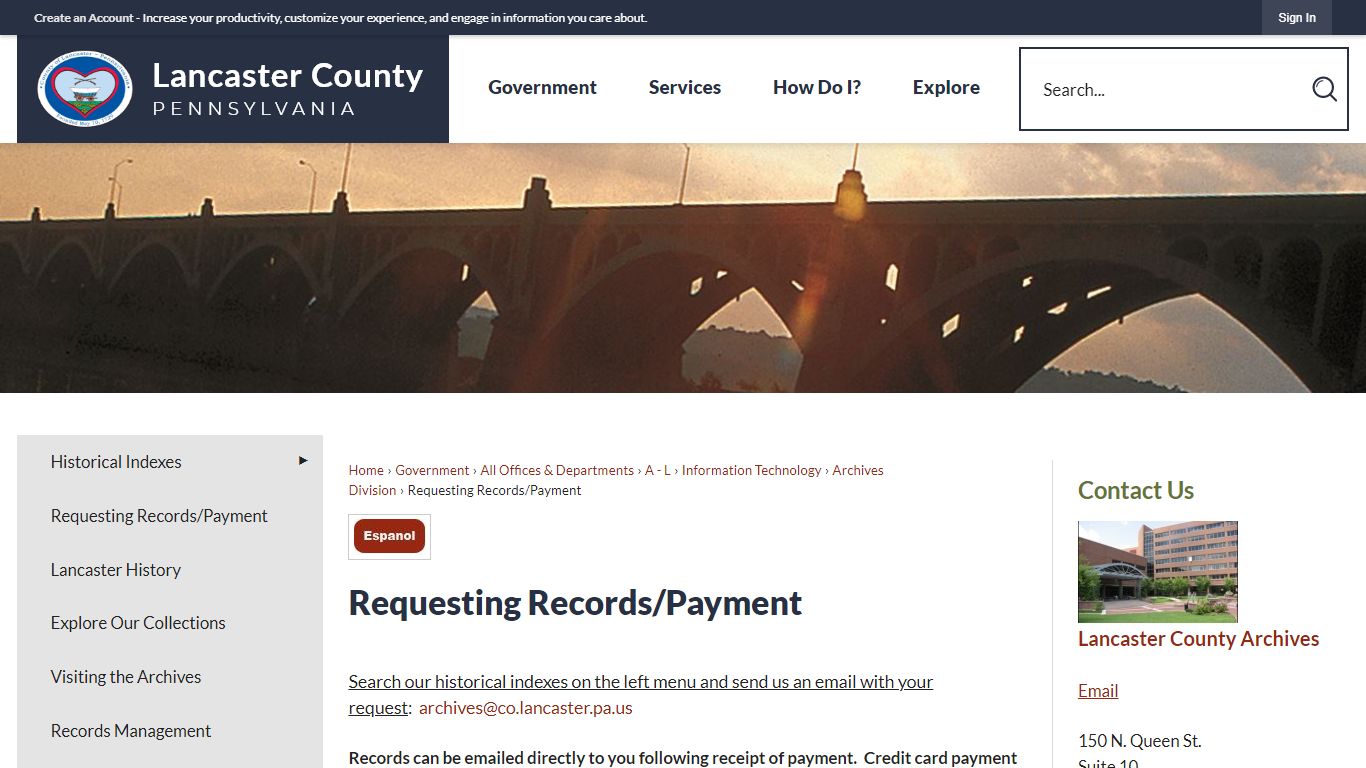 Requesting Records/Payment - Lancaster County, PA